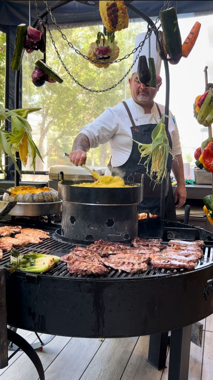 LA RAMONA, parrilla multifuncional con ruedas, 120 cms, accesorios